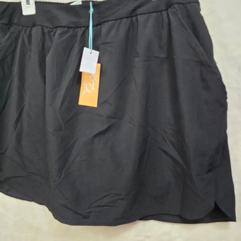 Kona Sol Black Swim Skort with Pockets sz XL(16) NWT